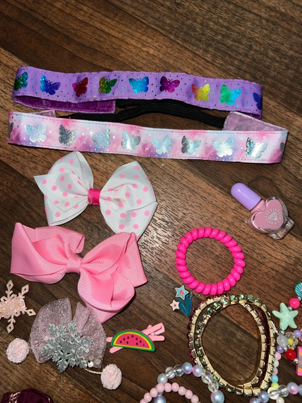 Kids Purple and Pink Butterfly Hairbands & Jewelry Set